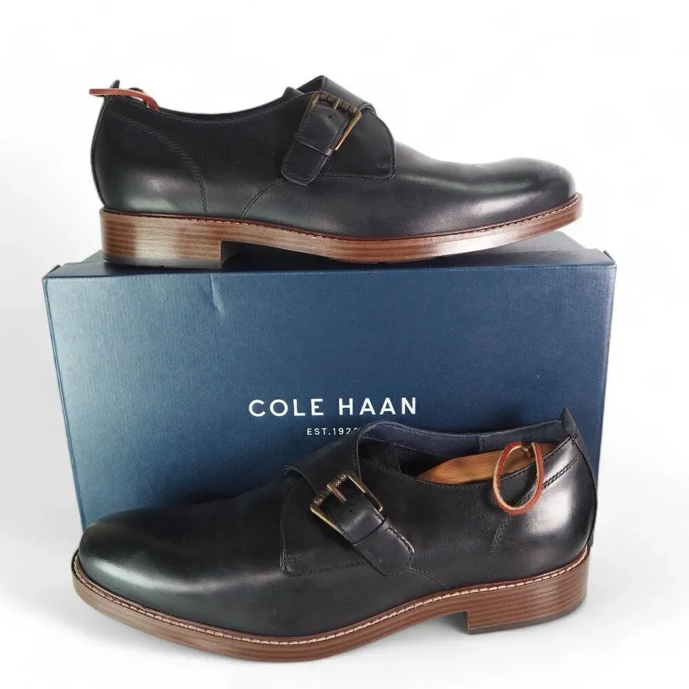Cole Haan Kennedy Grand OS Single Monk Strap Oxfords Black C26115 Men's 10M